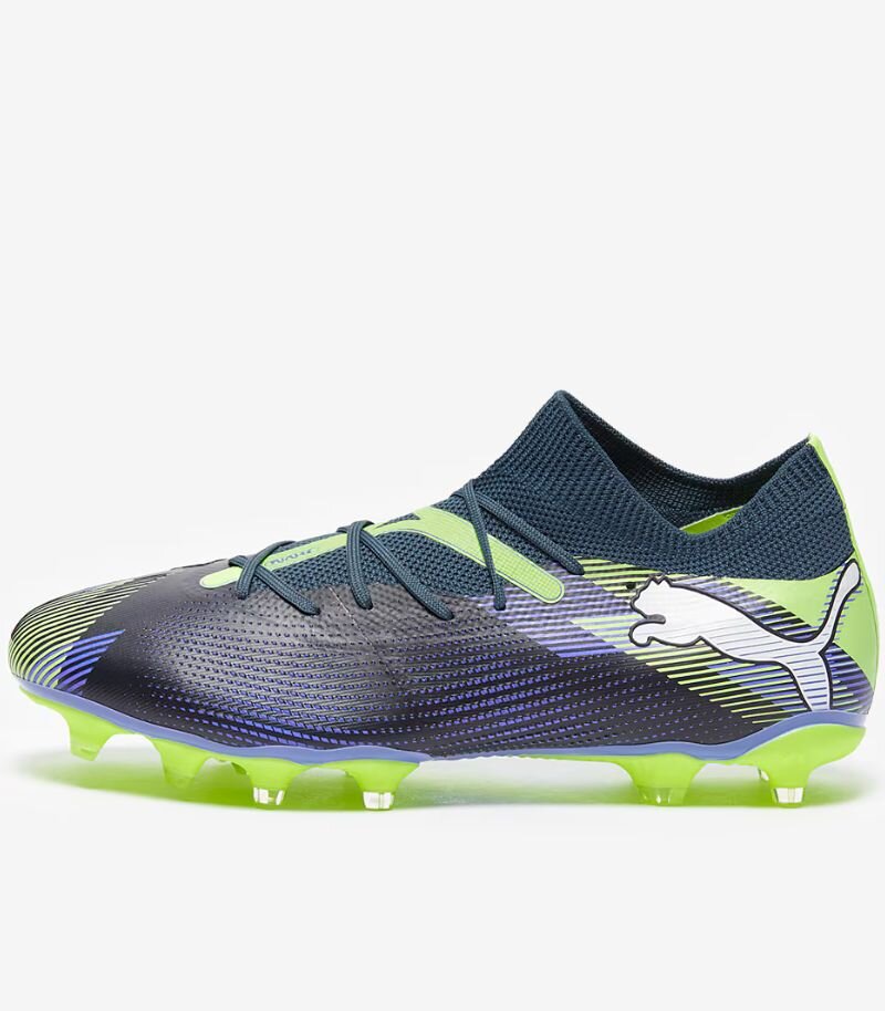 puma future 7 football boots in navy with neon lime details
